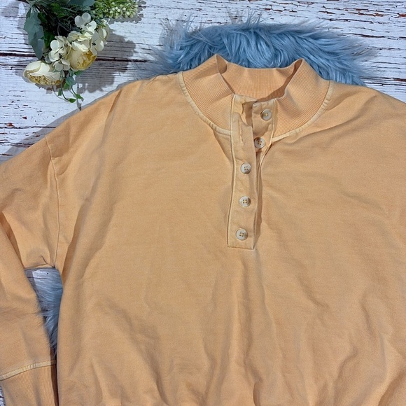 Calia Carrie Underworld Mock Henley Sweatshirt In Sunrise Orange - Picture 5 of 8